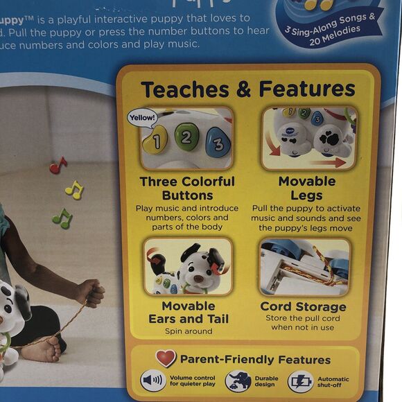 VTech Pull & Sing Puppy Musical Learning Toy Lights Sounds Ages 6-36 Months - Picture 4 of 7